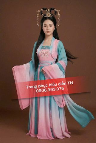  HT112 - Trang phục Hằng Nga Hồng Loang Xanh Dương 