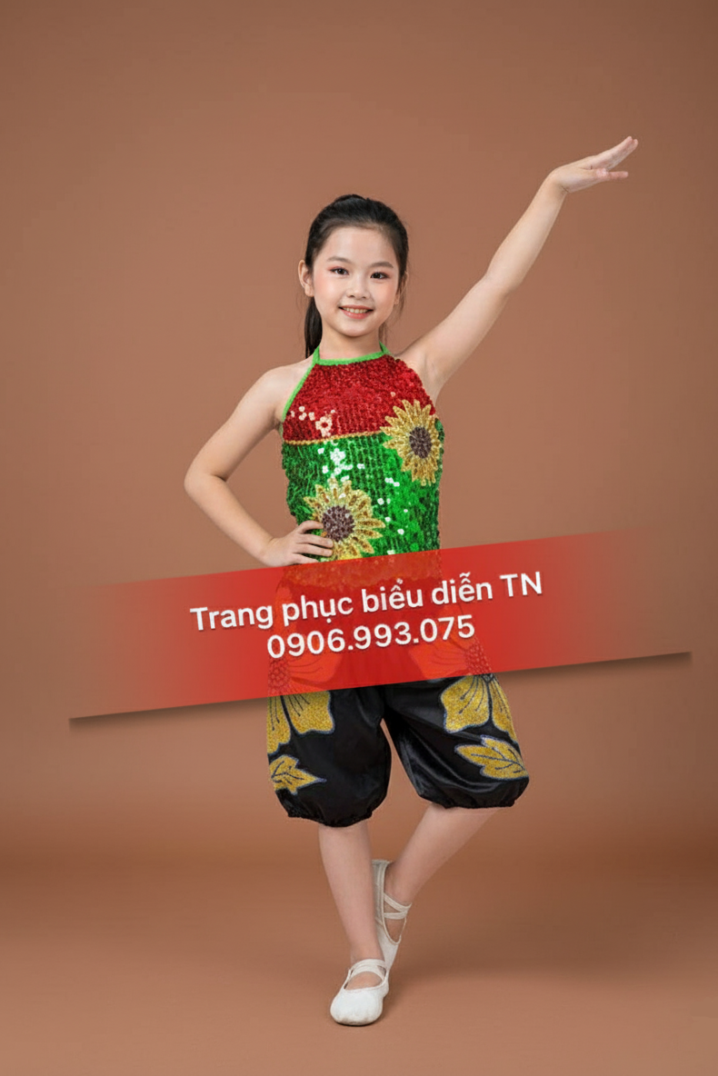 TE49 -  Đồng Dao Yếm Kim Sa Quần Bom Cho Bé Gái