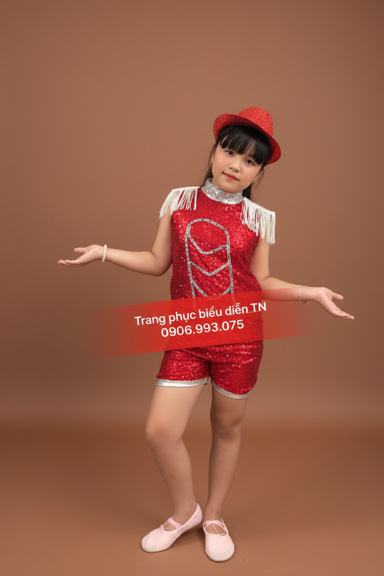TE23 - Trang Phục Nhảy Kim Sa Đỏ
