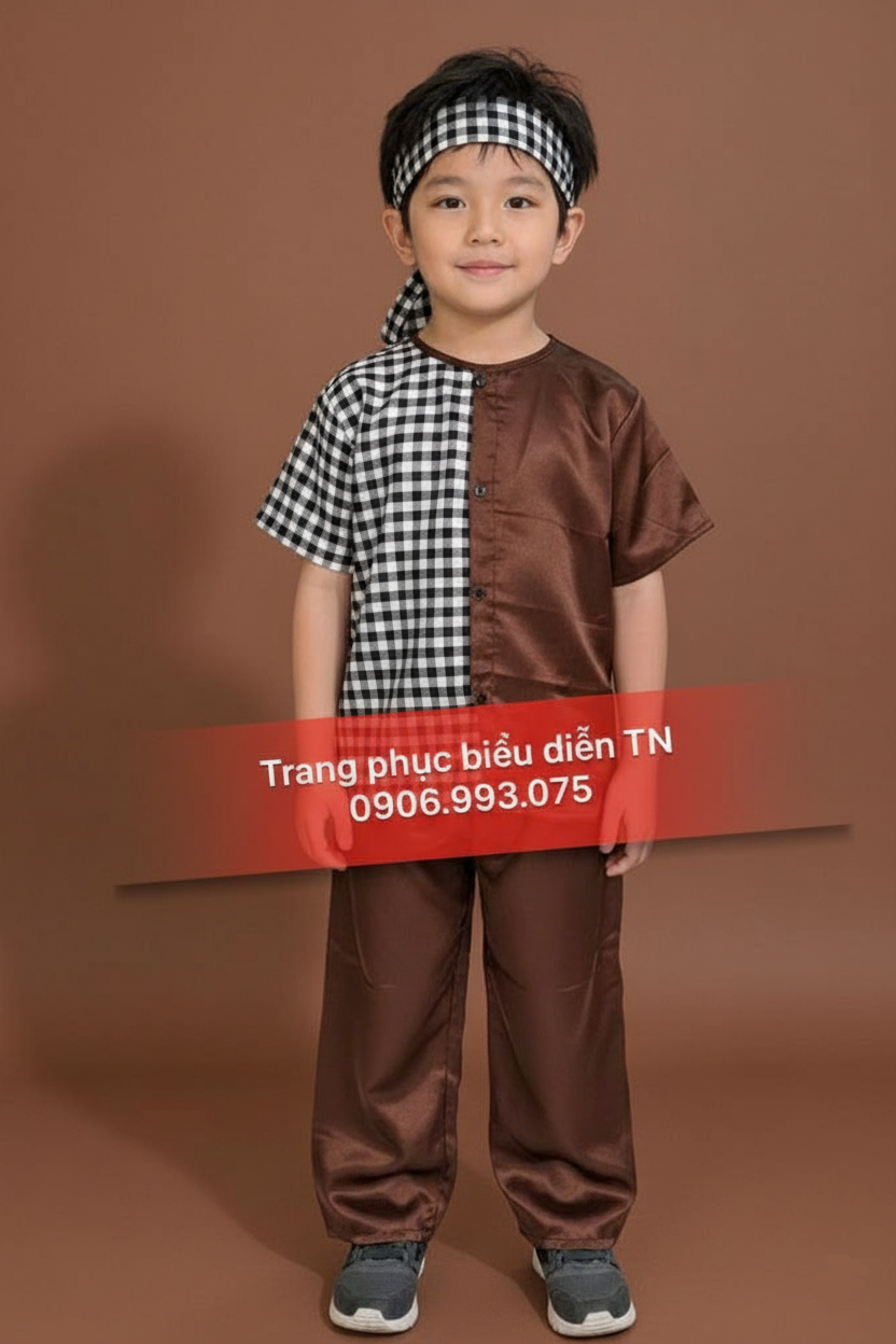 TE26- Trang Phục Bà Ba Trẻ Em  Phối Caro