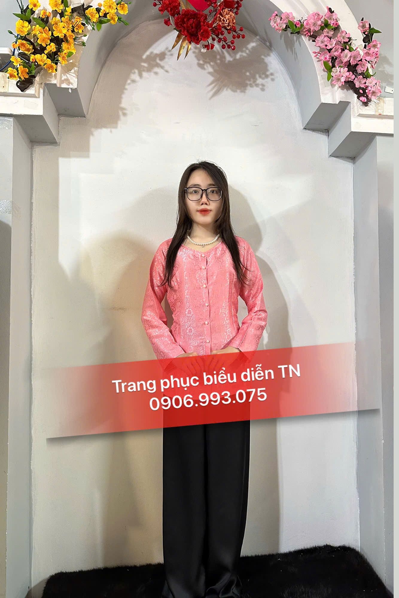 ABB57 - Áo Bà Ba Gấm Nữ Hồng