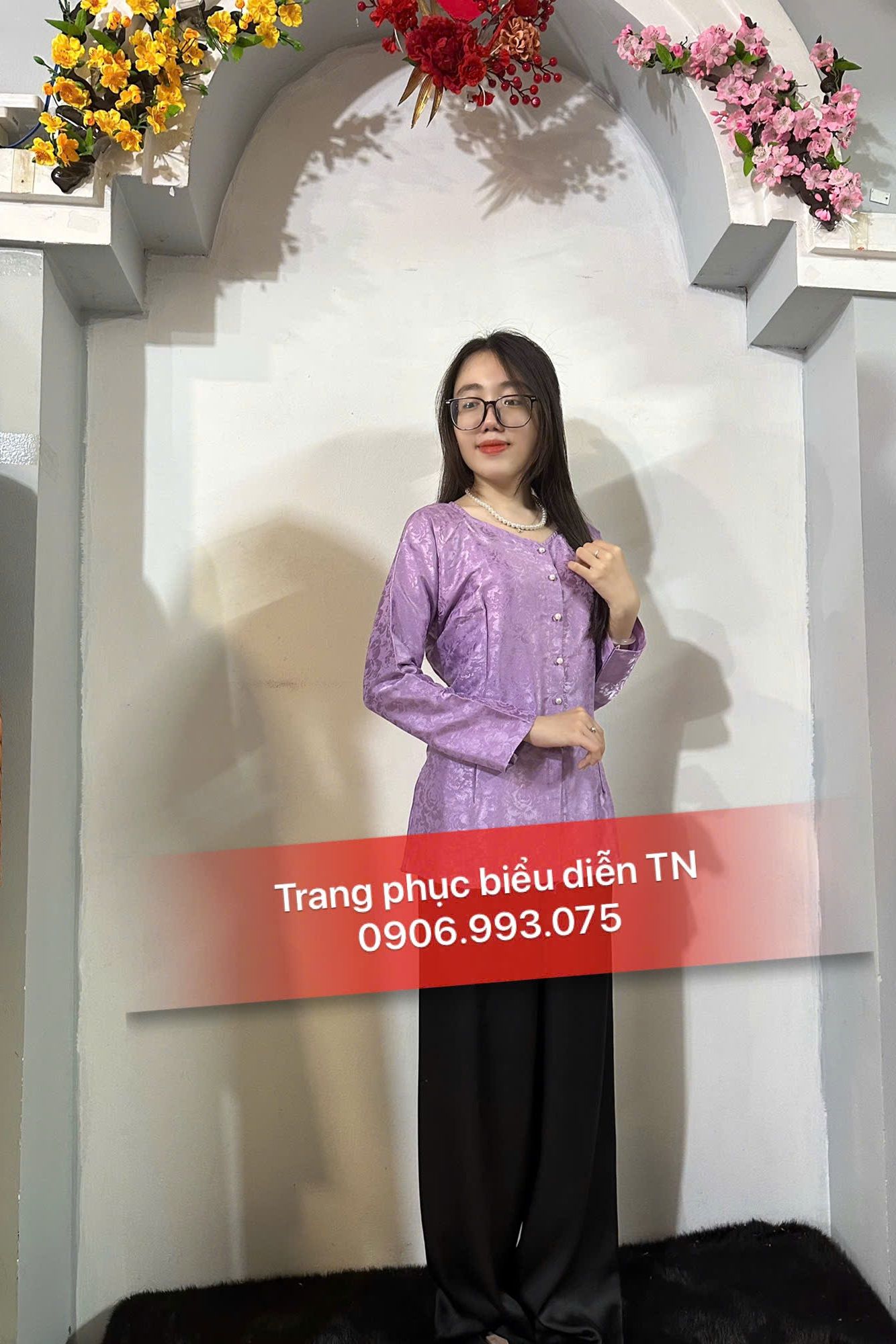 ABB56 - Áo Bà Ba Gấm Nữ Tím Cà
