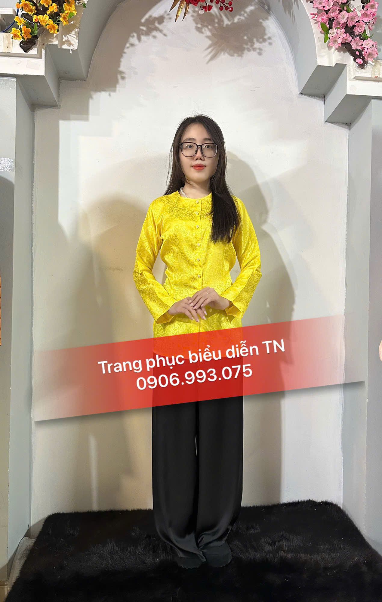 ABB63 - Áo Bà Ba Gấm Nữ Vàng