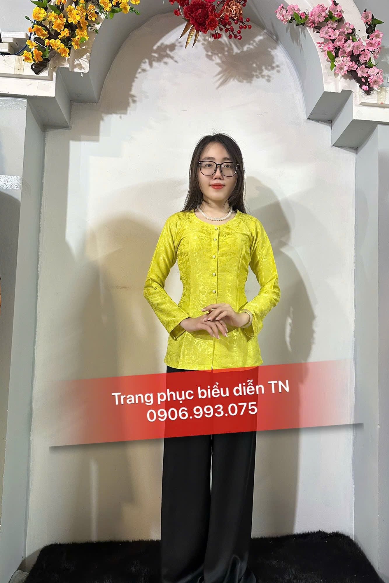 ABB66 - Áo Bà Ba Gấm Nữ Xanh Non