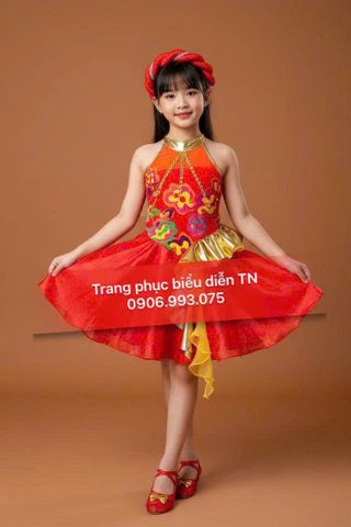  TE52 - Áo Yếm Tà Nhũ Váy Xòe Bé Gái 