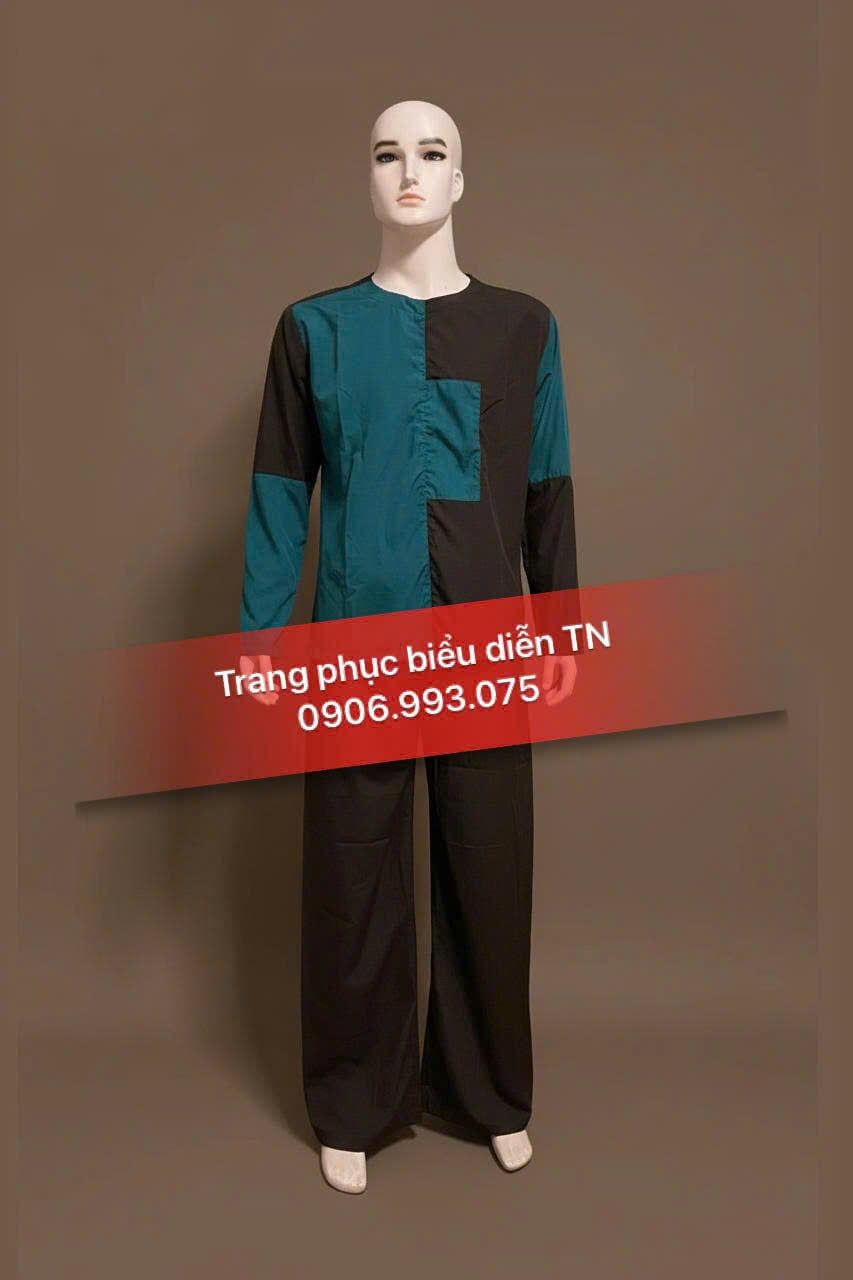 ABB36 - Áo Bà Ba Nam Xanh Phối Nâu