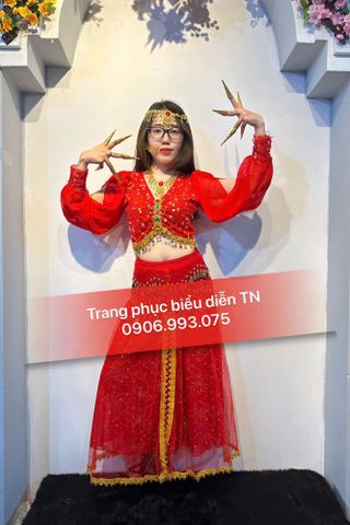  NN118 - Trang Phục Ấn Độ Đỏ Tay Xẻ Dài 