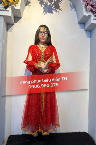  NN118 - Trang Phục Ấn Độ Đỏ Tay Xẻ Dài 