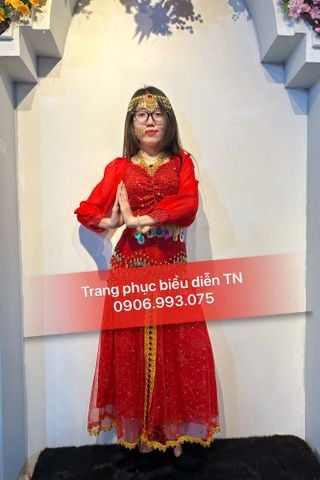  NN119 - Trang Phục Ấn Độ Đỏ Tay Dài Không Xẻ 