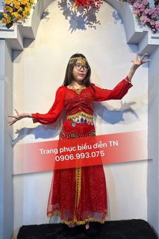  NN119 - Trang Phục Ấn Độ Đỏ Tay Dài Không Xẻ 