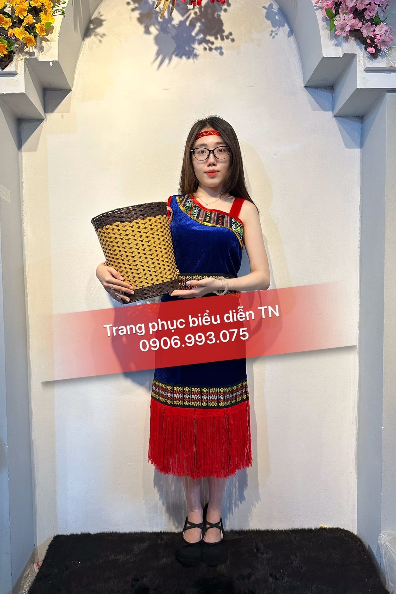 DT94 - Trang Phục Tây Nguyên Nữ Nhung Xanh