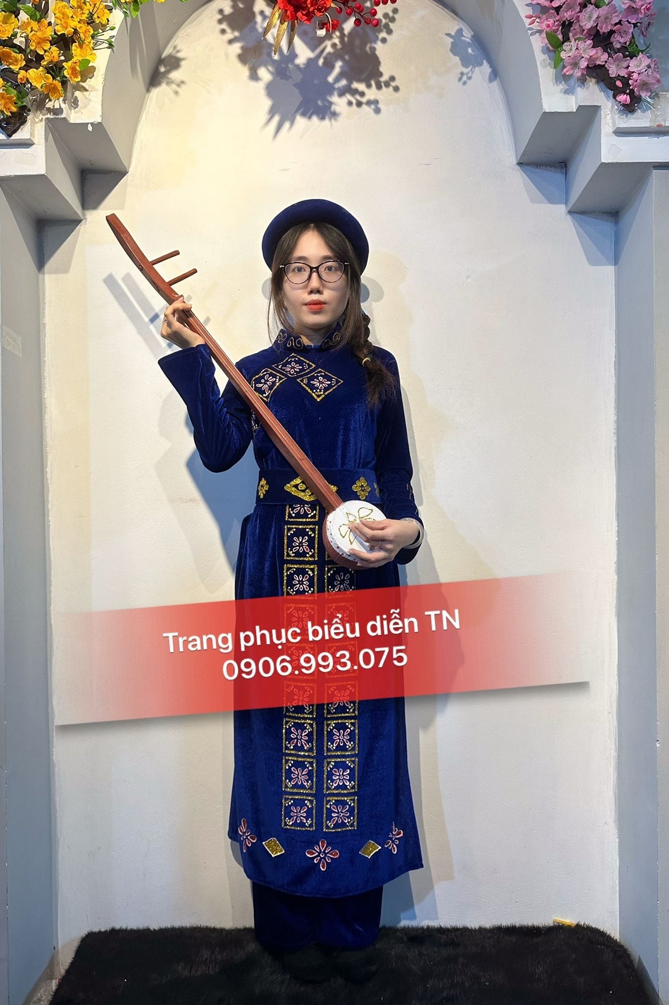 DT44 - Trang Phục Dân Tộc Tày nhung Xanh