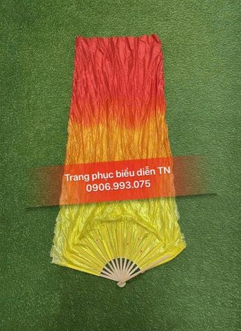  DC15 - Quạt lụa loang vàng đỏ 