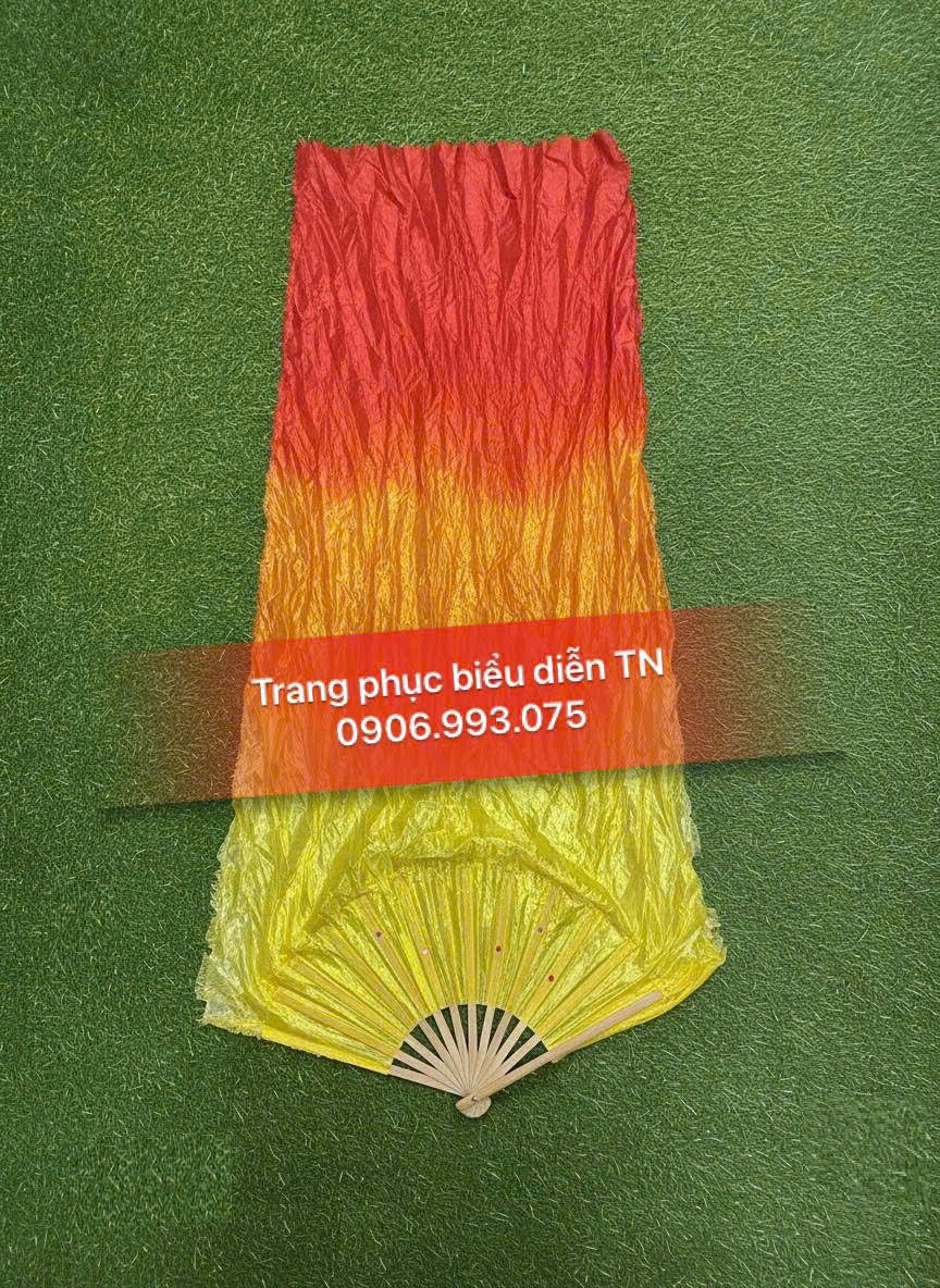 DC15 - Quạt lụa loang vàng đỏ
