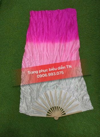  DC17 - Quạt lụa loang hồng trắng 