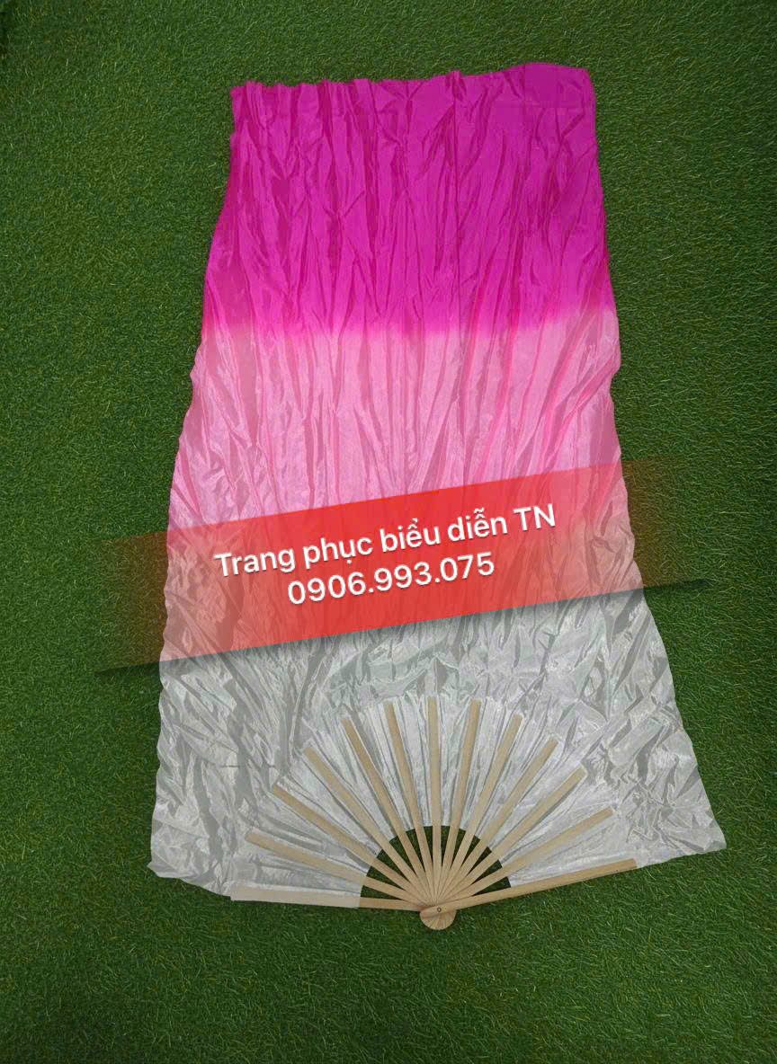DC17 - Quạt lụa loang hồng trắng
