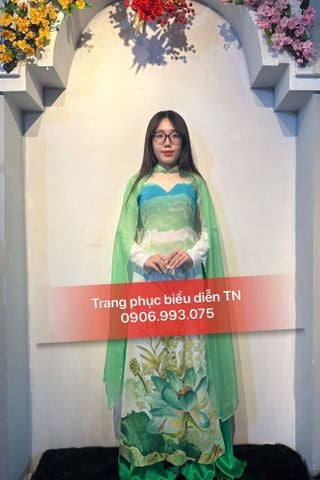  AD18 - Trang Phục Áo Dài Nữ Sen Xanh Lá 