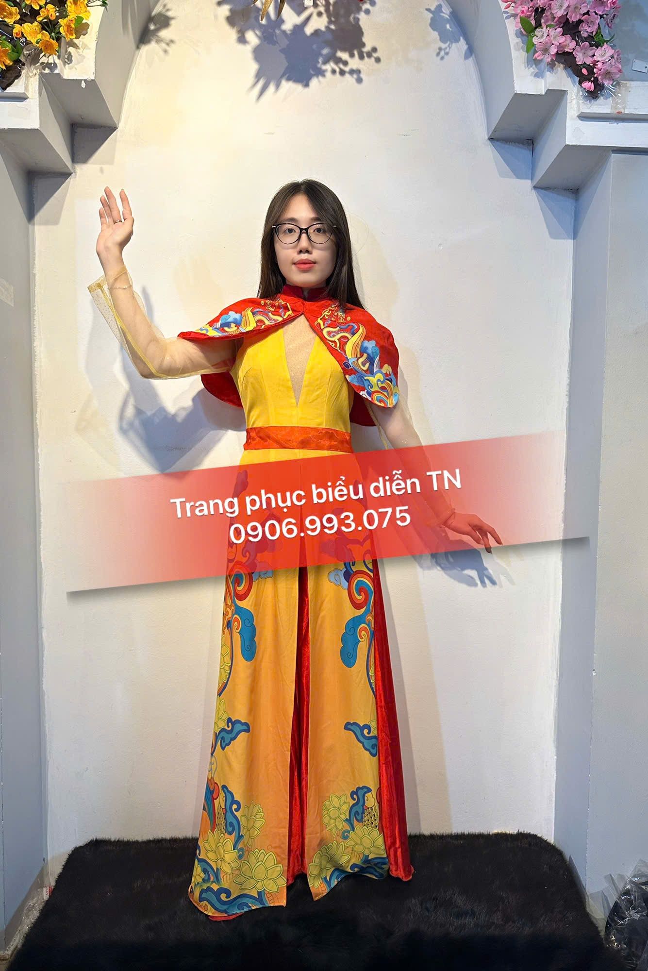 AD77 - Áo Dài Nữ Rồng Đai Vai Đỏ