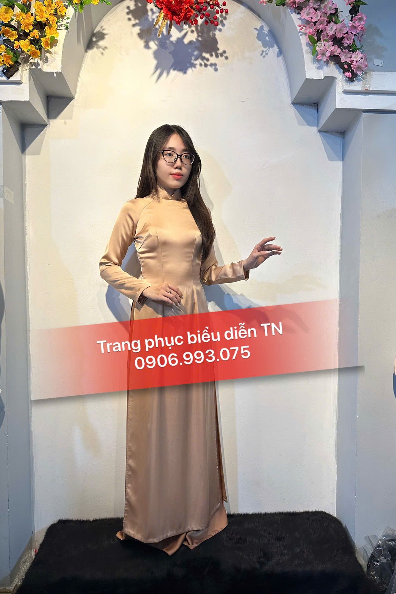 AD57 - Áo Dài Nữ Kem (Lẻ)