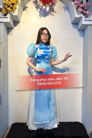  AD03A - Áo Dài Nữ Bồ Câu Tay Phồng 