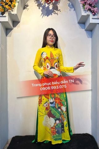  AD65 - Áo Dài Vàng Nữ Lân 