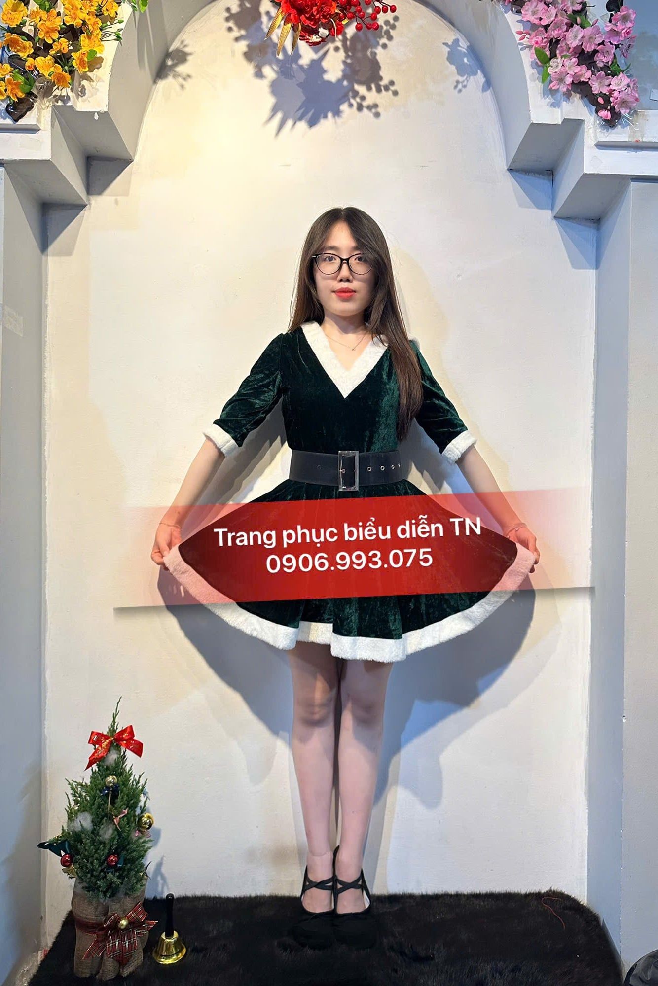 NE 11 - Trang Phục Noel Nữ Xanh Rêu