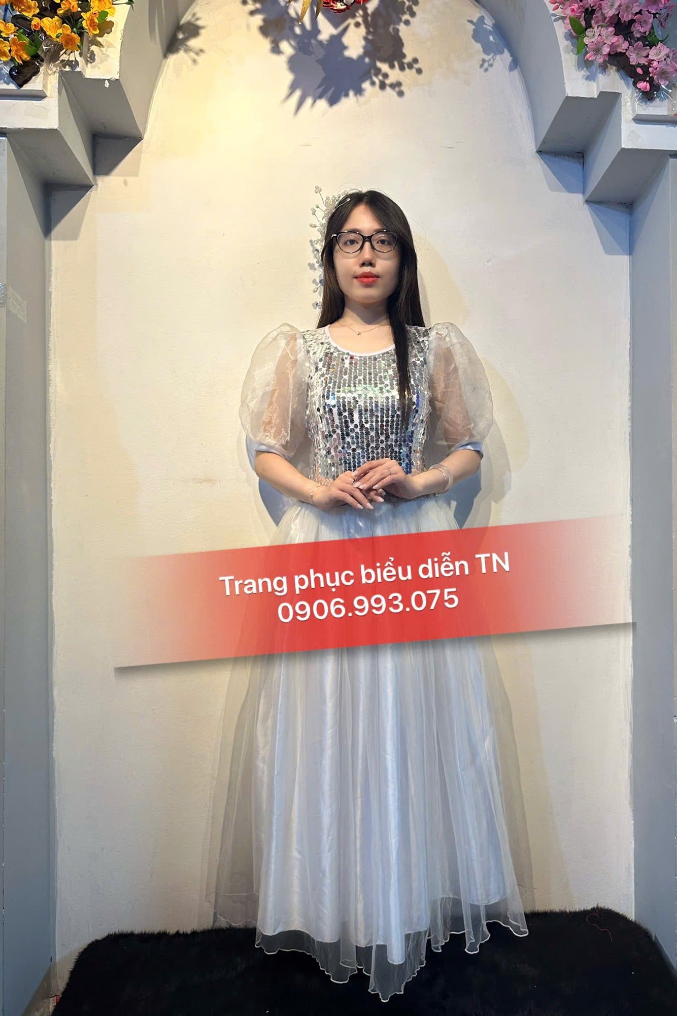 VM38 - Váy Múa Trắng Kim Sa