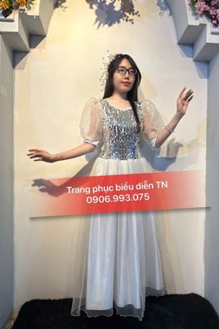  VM38 - Váy Múa Trắng Kim Sa 