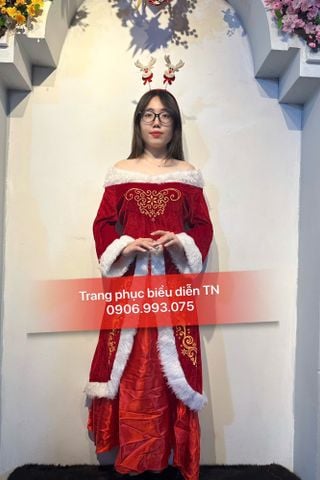  NE 08 - Trang phục Noel Nữ Phom Dài Đỏ Đô 