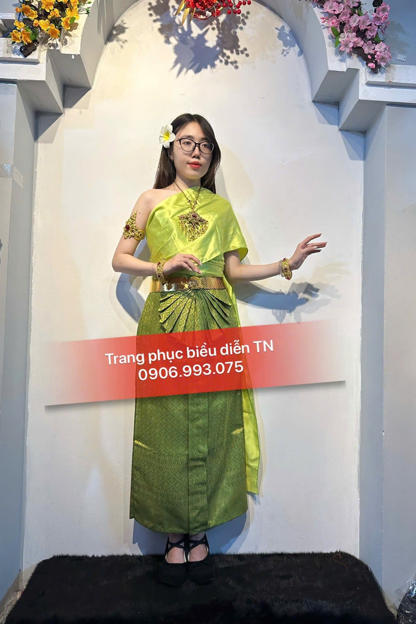 ĐT 110 - Trang Phục Dân Tộc Khmer Nữ Xanh Non