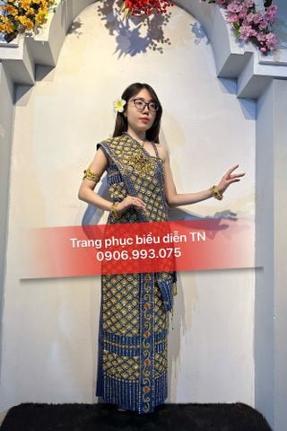  ĐT 105 - Trang Phục Dân Tộc Khmer Nữ Kim Sa Xanh Coban 