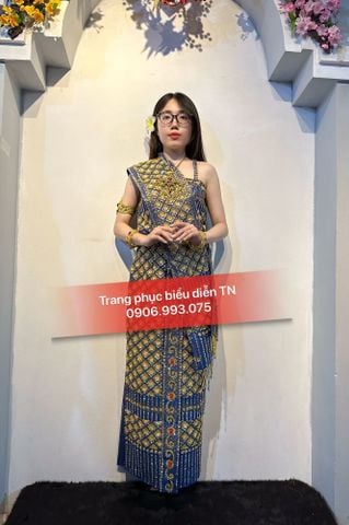  ĐT 105 - Trang Phục Dân Tộc Khmer Nữ Kim Sa Xanh Coban 