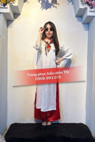  AD81 - Áo Dài Nữ Gấm Trắng 