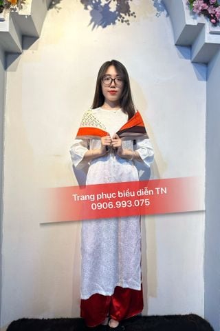  AD81 - Áo Dài Nữ Gấm Trắng 
