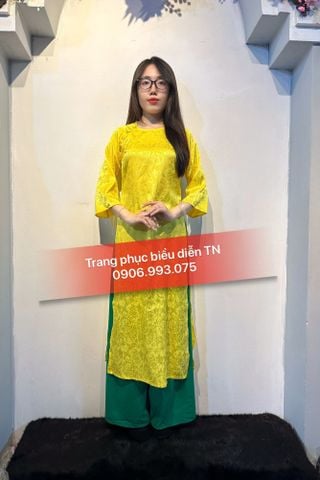  AD84 - Áo Dài Nữ Gấm Vàng 