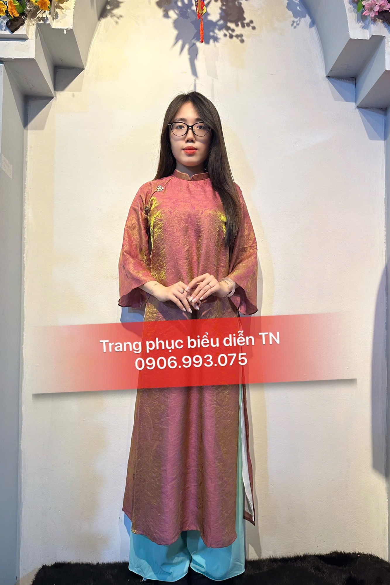 AD89 - Áo Dài Tơ Ánh Kim 4 Tà M4