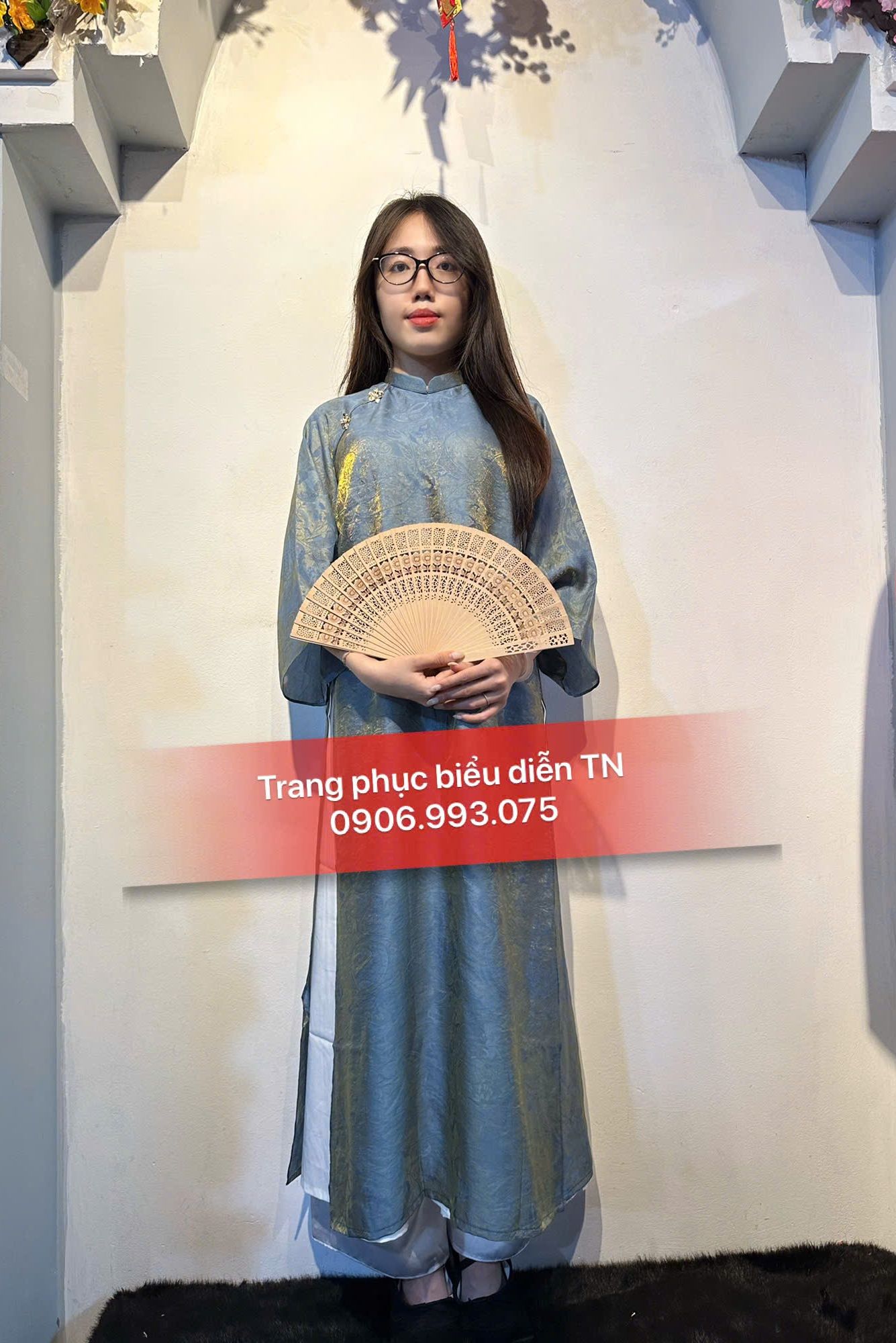 AD96 - Áo Dài Tơ Ánh Kim 4 Tà M11