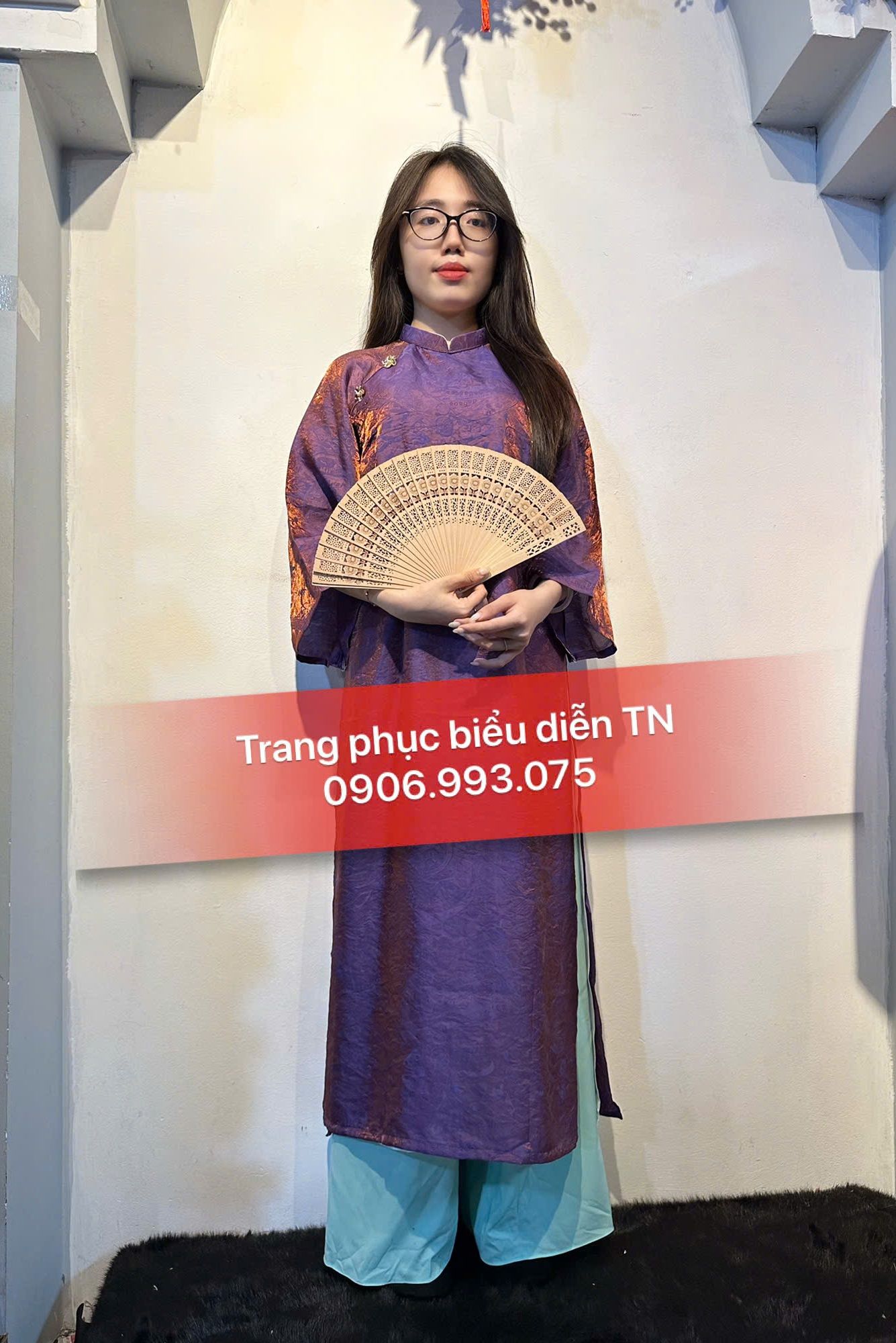 AD96 - Áo Dài Tơ Ánh Kim 4 Tà M12