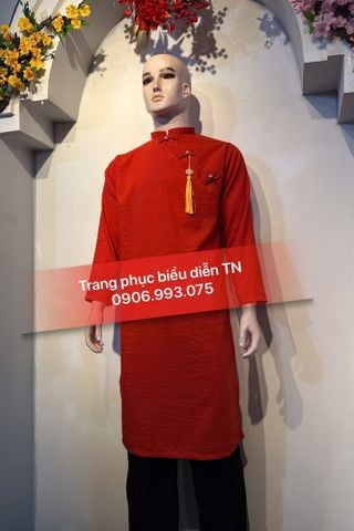  AD86A - Áo Dài Cách Tân Nam Đỏ 