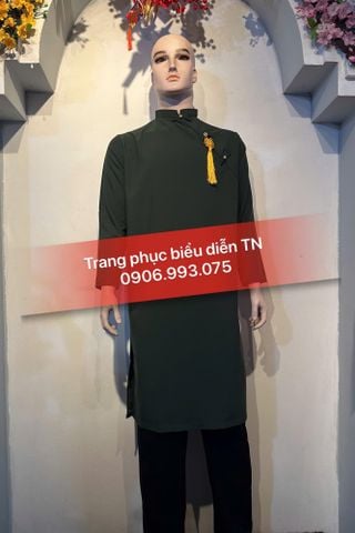  AD82A - Áo Dài Cách Tân Nam Xanh Rêu 