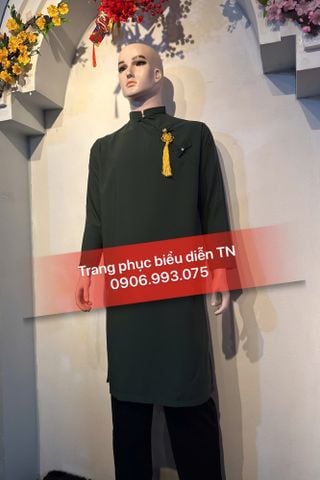  AD82A - Áo Dài Cách Tân Nam Xanh Rêu 