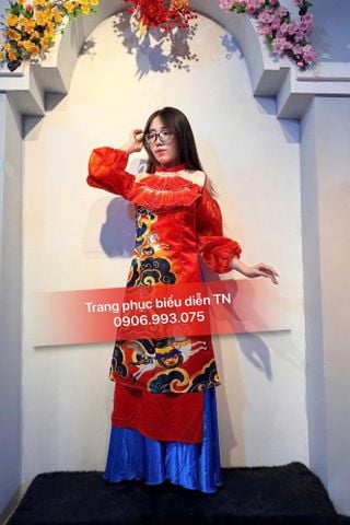  ADT03 - Áo dài cách tân nữ Tết Lân Tay Kính 