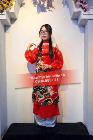  ADT03 - Áo dài cách tân nữ Tết Lân Tay Kính 