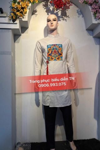  AD63A - Áo Dài Cách Tân Nam Trắng 