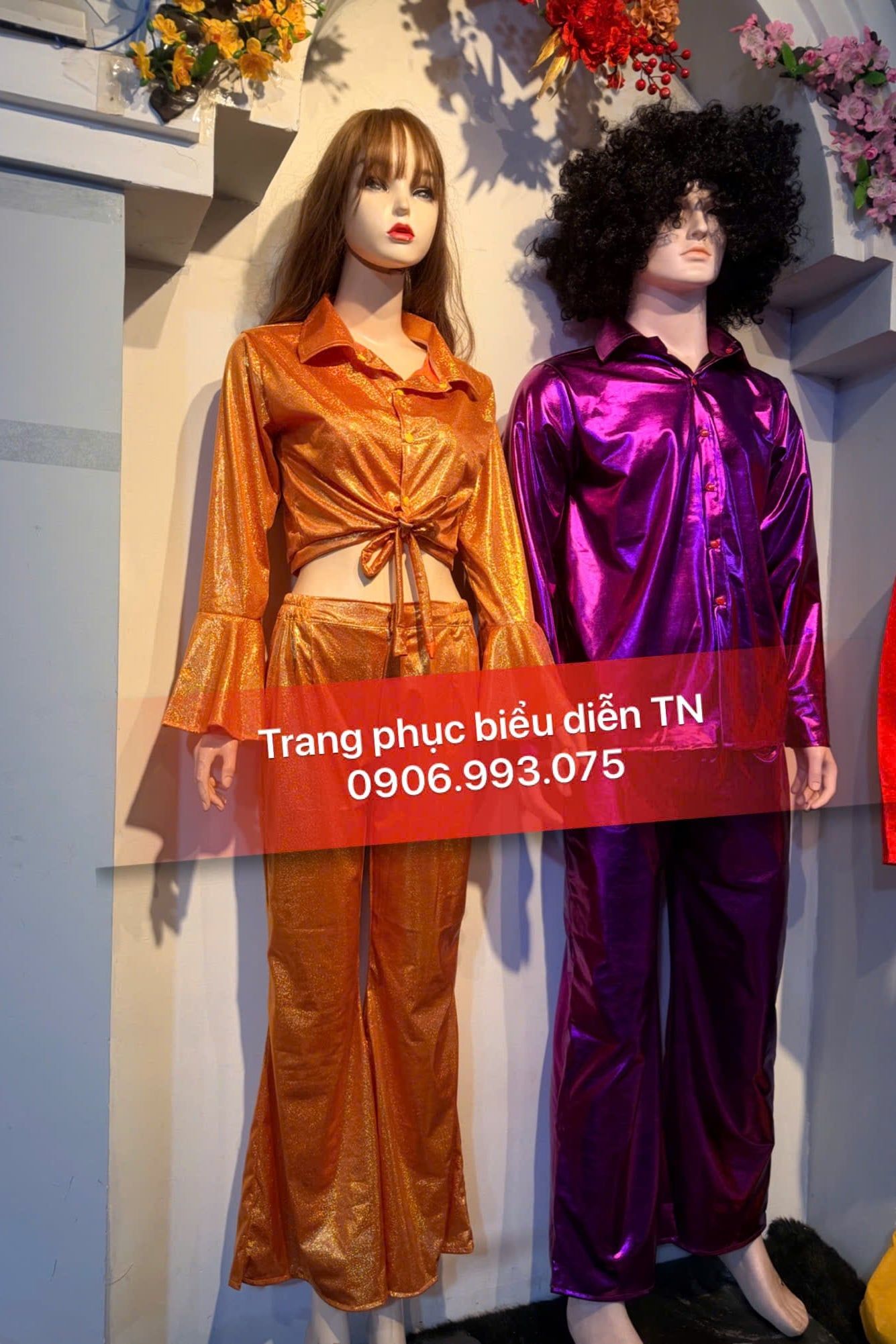 Trang phục Disco Nữ Cam Nam Tím Nhũ