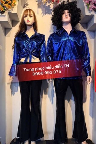  Trang Phục Disco Nam Nữ Xanh Coban  Quần Đen 