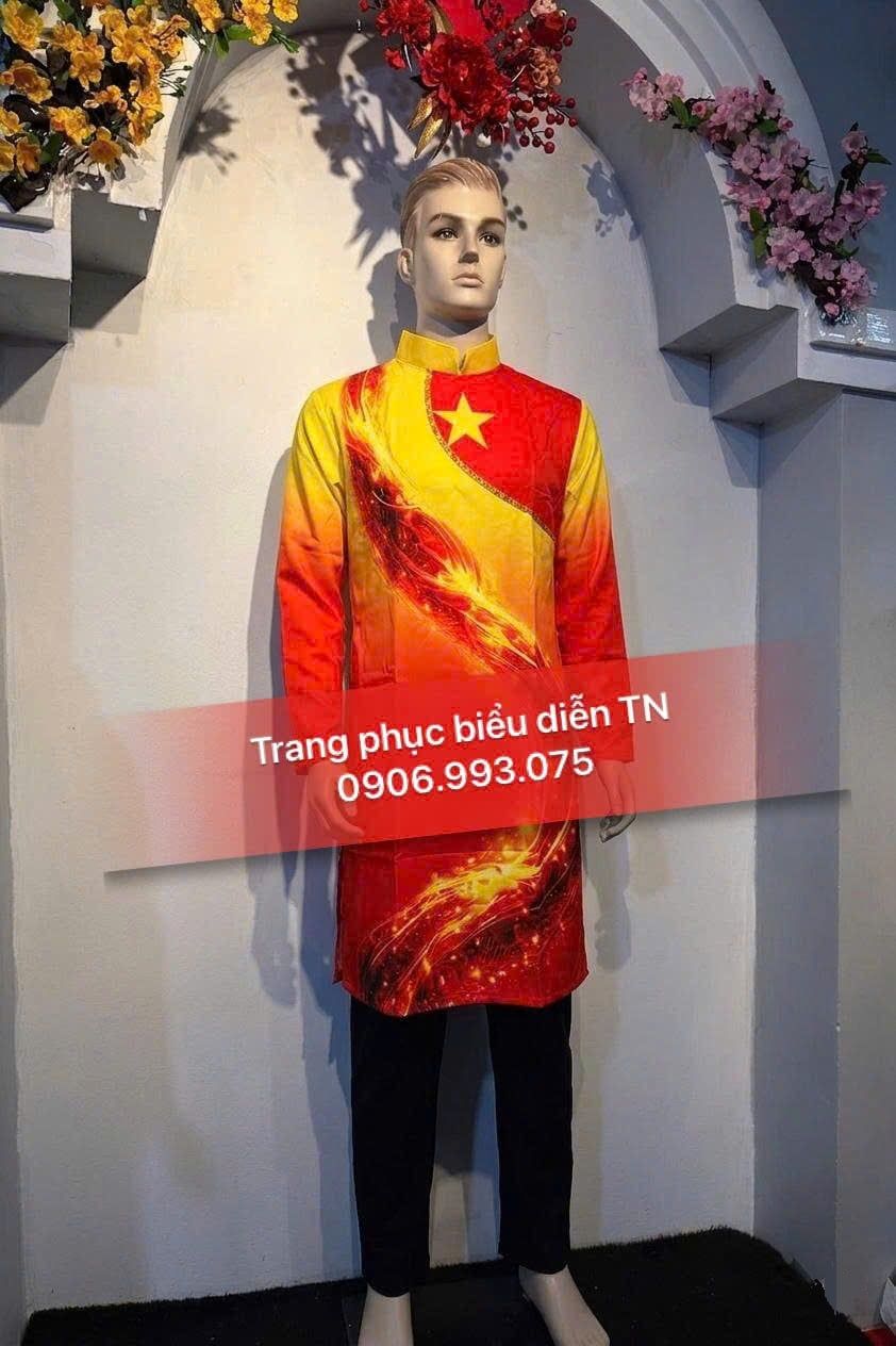 AD05B - Áo Dài Sao Vàng Loang Nam M1