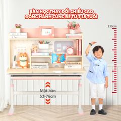 Bộ bàn học thông minh gỗ tự nhiên LEO X1200