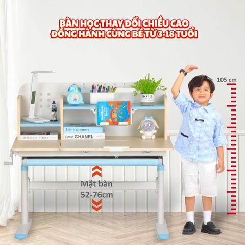  Bộ bàn học thông minh gỗ tự nhiên LEO X1000 