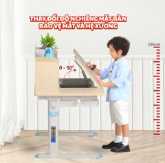 Bộ bàn học thông minh gỗ tự nhiên LEO X1000